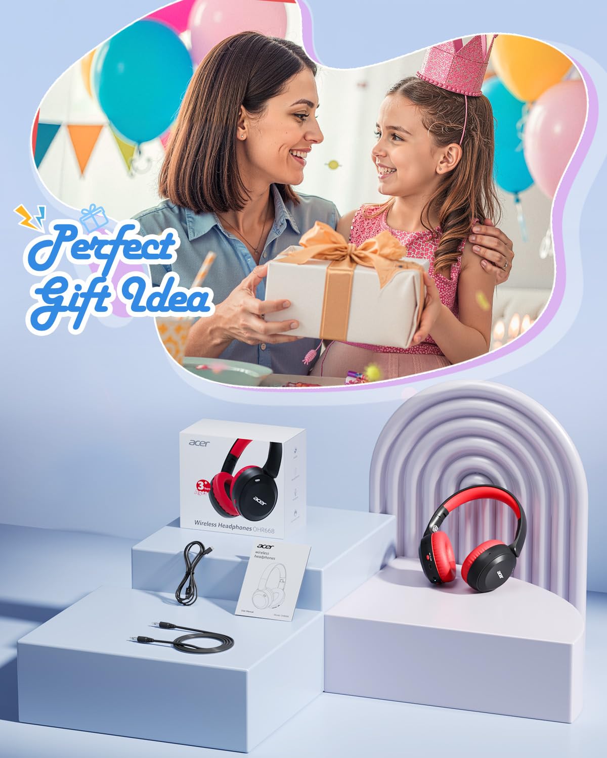 Child using Acer OHR668 with iPad for learning and entertainment