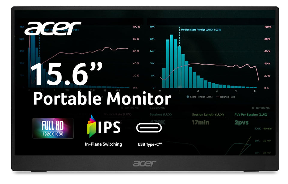 Acer PM161Q 15.6-inch IPS display showing vibrant colors for on-the-go productivity