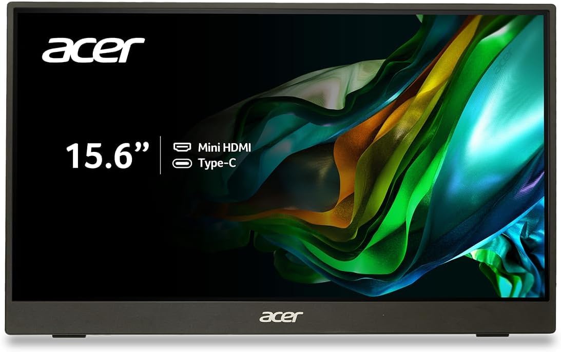 Acer PM161Q front view shows a compact 15.6-inch Full HD display for on-the-go productivity