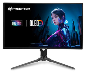 Acer Predator 31.5-inch UHD OLED front view with rich contrast for gaming.
