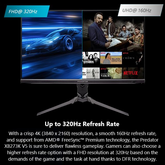 Acer Predator XB273K rear ports highlight HDMI 2.1 and DisplayPort 1.4 connectivity