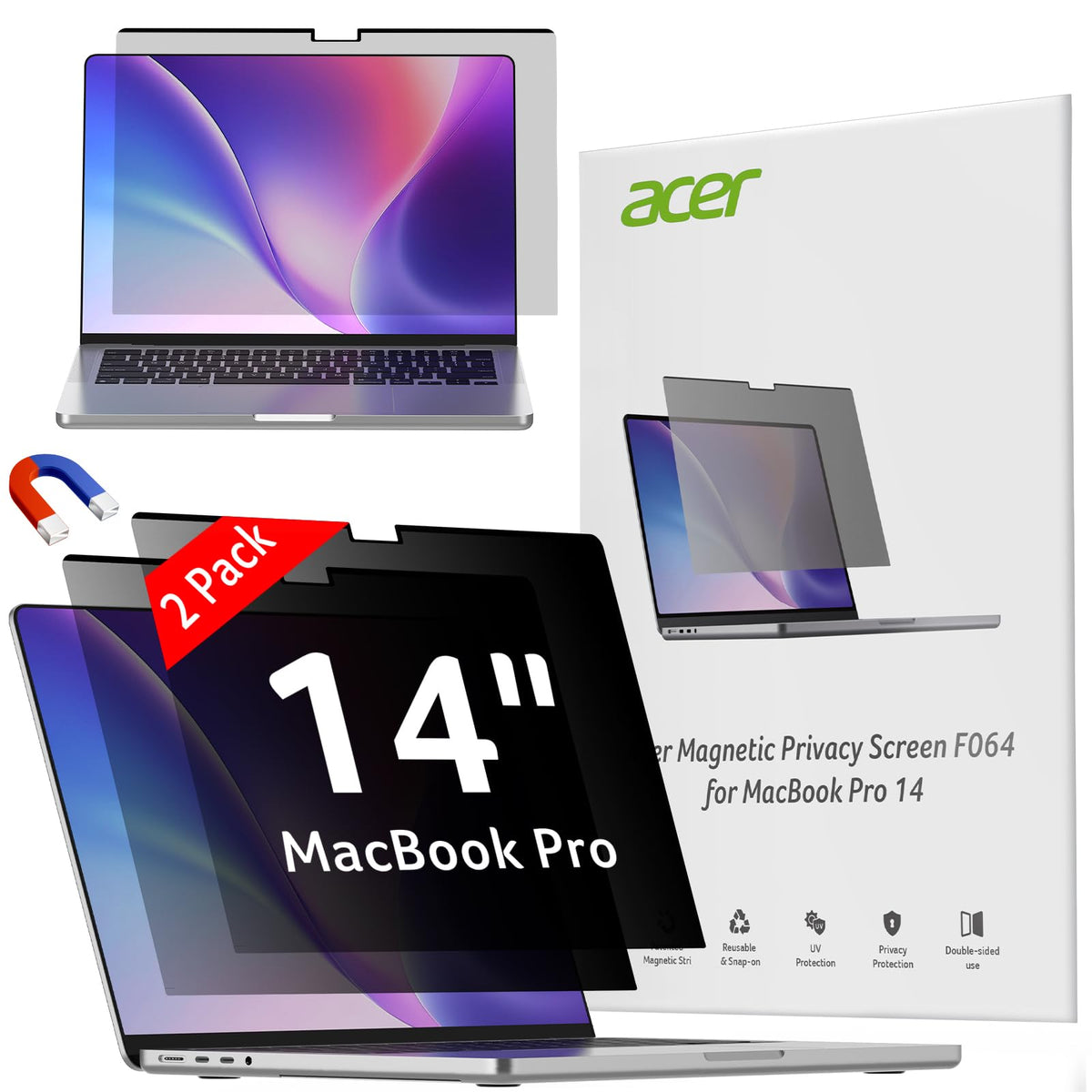 Acer privacy screen for MacBook Pro 14 improves on-the-go privacy.