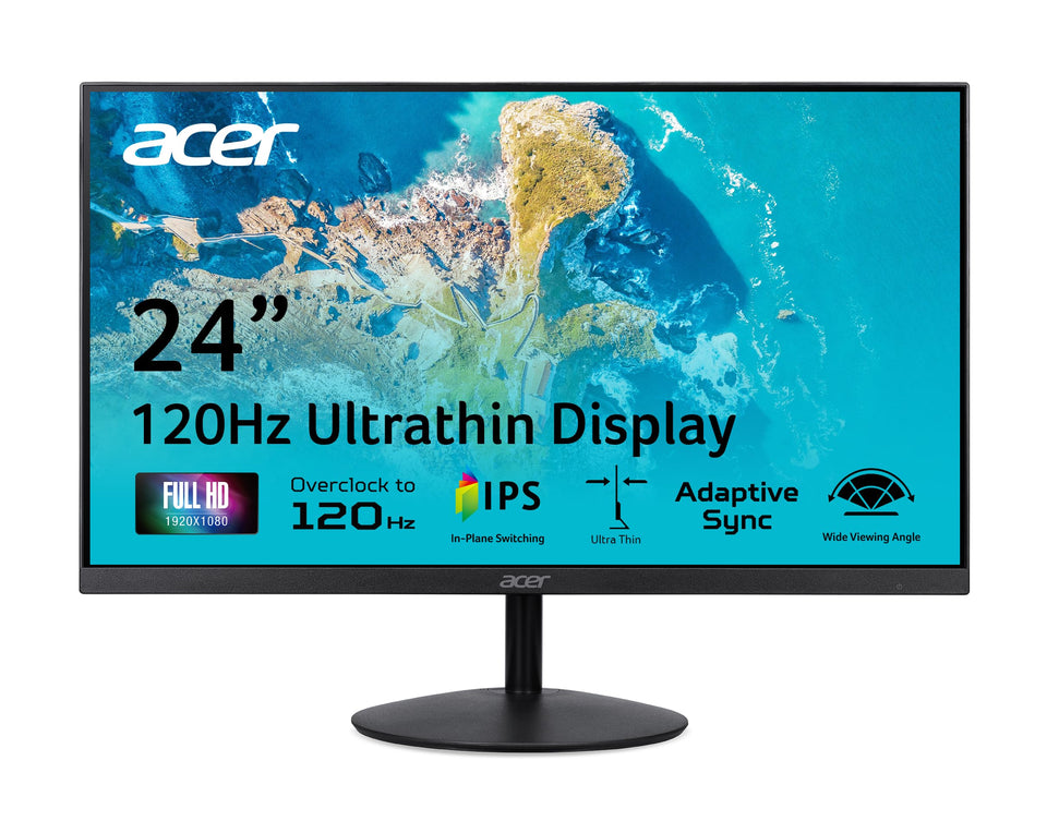 Acer SB240Y IPS full HD display with frameless front delivers immersive visuals.