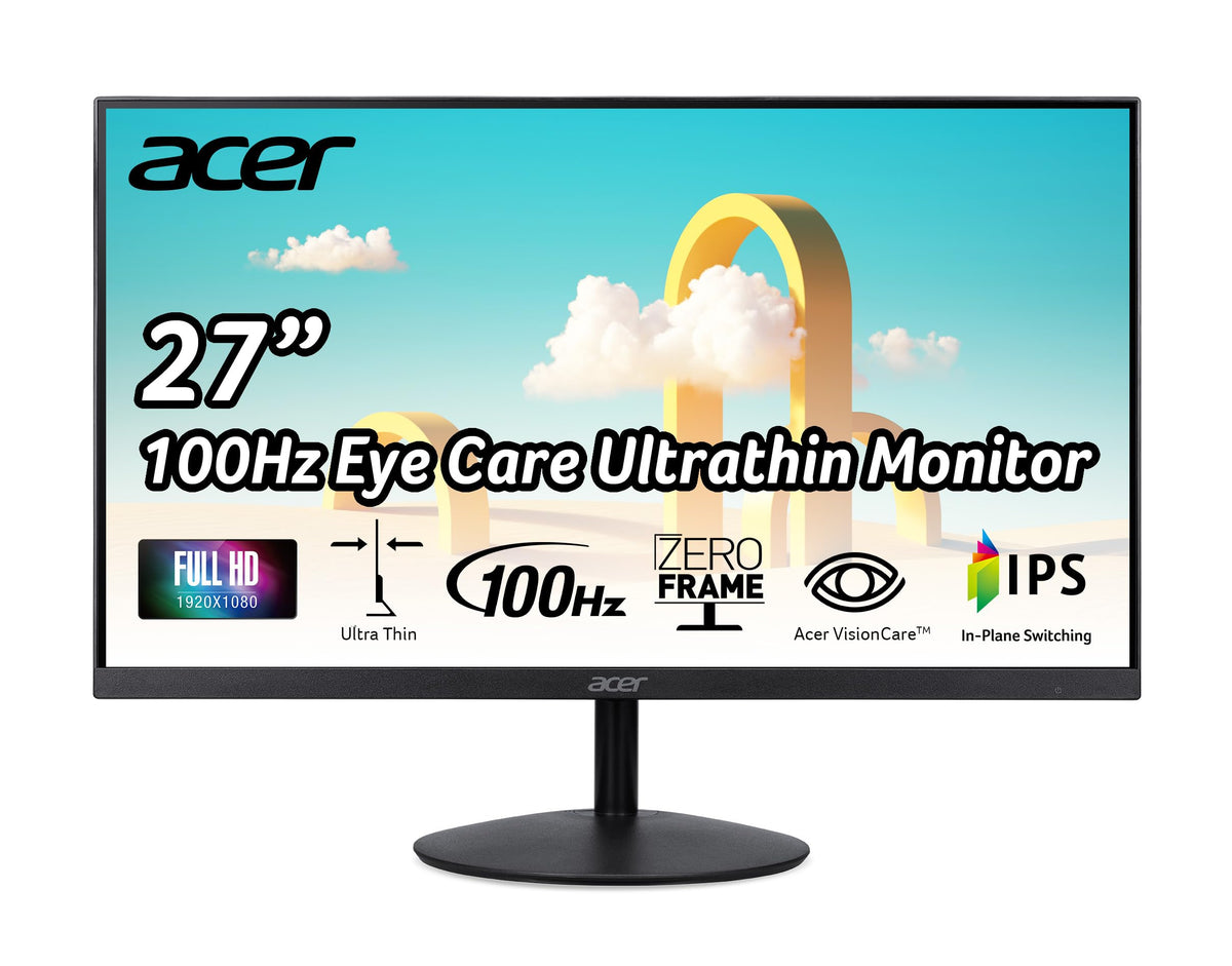 Acer SB272 frameless bezel enables a seamless side-by-side multi-monitor setup.