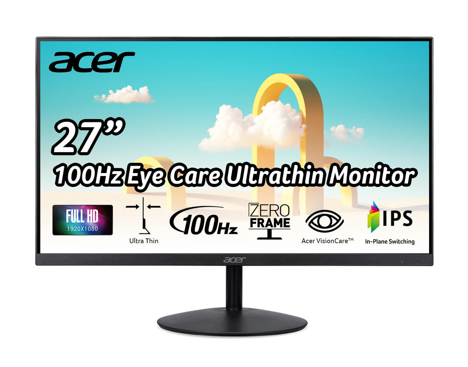 Acer SB272 frameless bezel enables a seamless side-by-side multi-monitor setup.