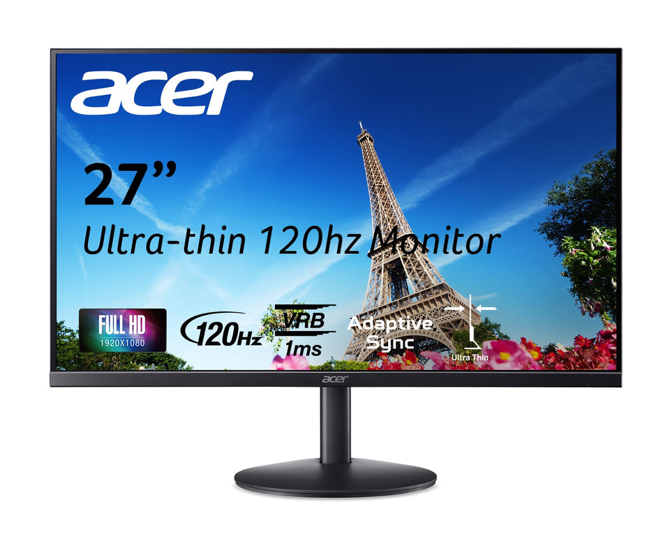 Acer SB273 G0bi 27 front view with edge-to-edge display for immersive work.