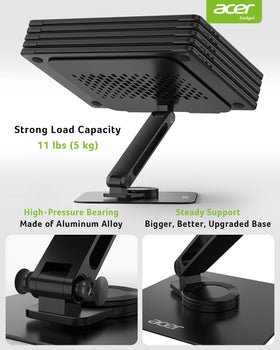 Acer stand with MacBook on desk offering elevated ergonomic viewing benefit