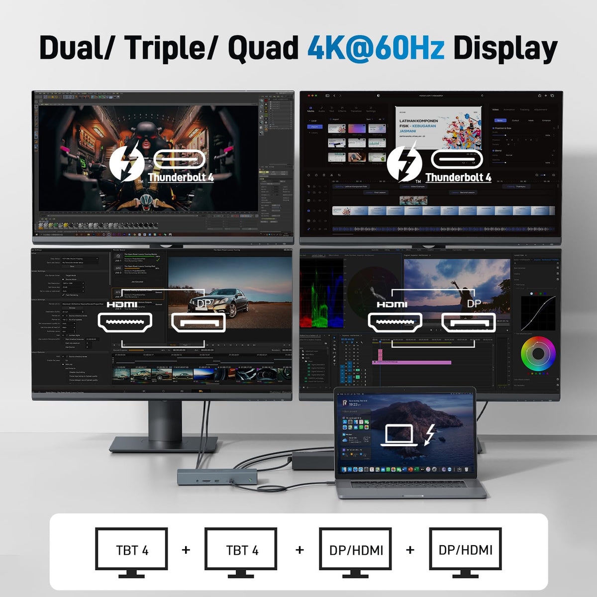 Acer dock with two DisplayPort outputs for extra screens