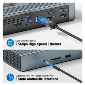 Acer Dock charging a laptop via 96W PD while connected