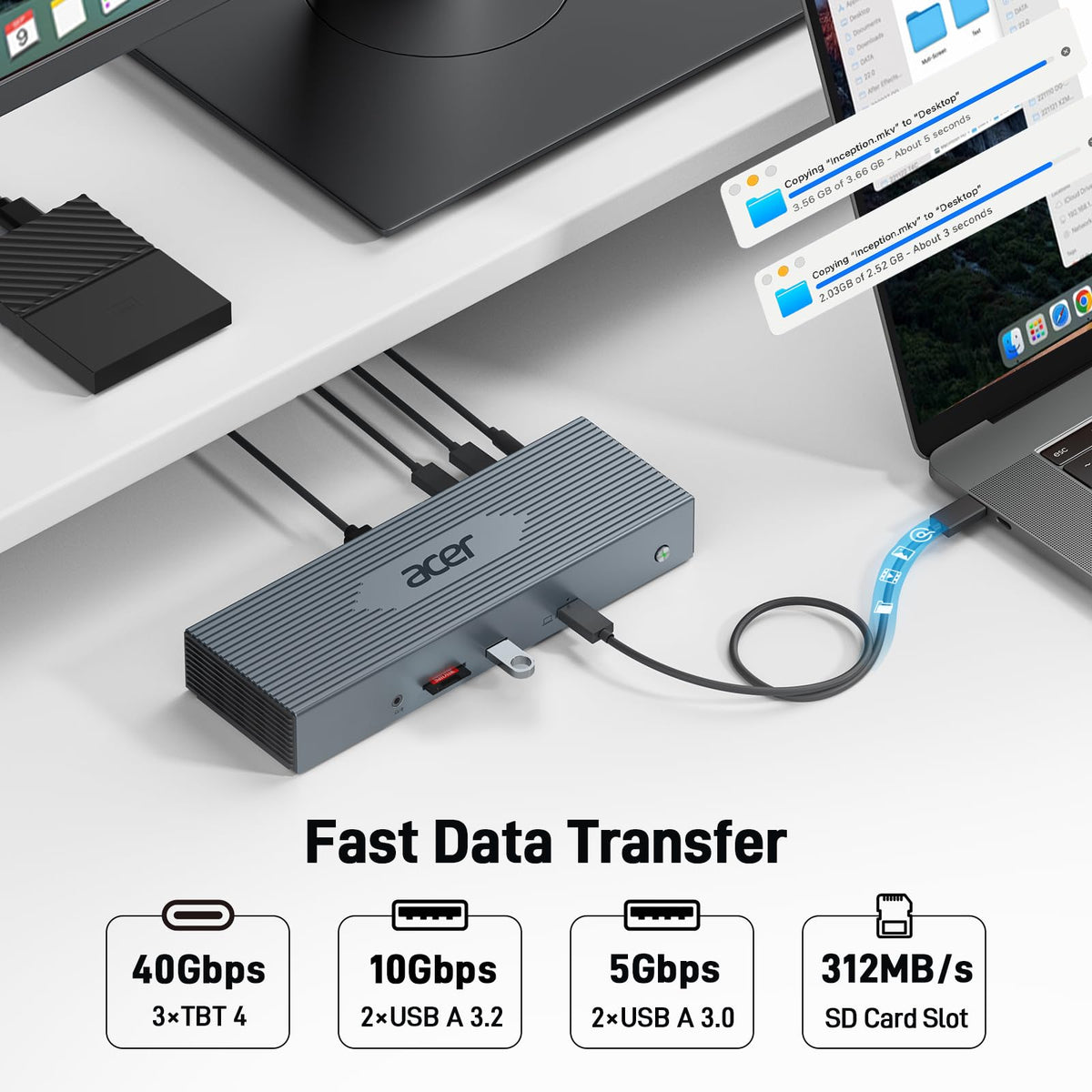 Acer Thunderbolt 4 Dock SD 4.0 card reader for quick transfers