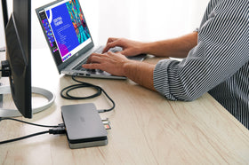 Acer USB-C Gen 1 Dock back ports arranged for HDMI, USB, and Ethernet