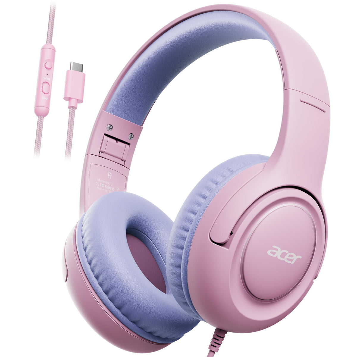 Acer USB-C Kids Headphones foldable design for travel and storage.