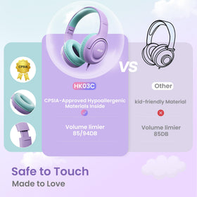 Acer USB-C Kids Headphones memory foam ear cushions deliver all-day comfort.