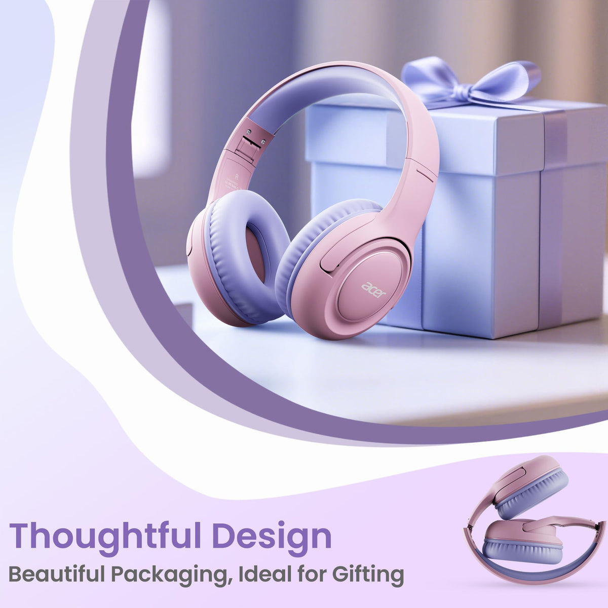 Acer USB-C Kids Headphones travel-ready for school and iPad use.