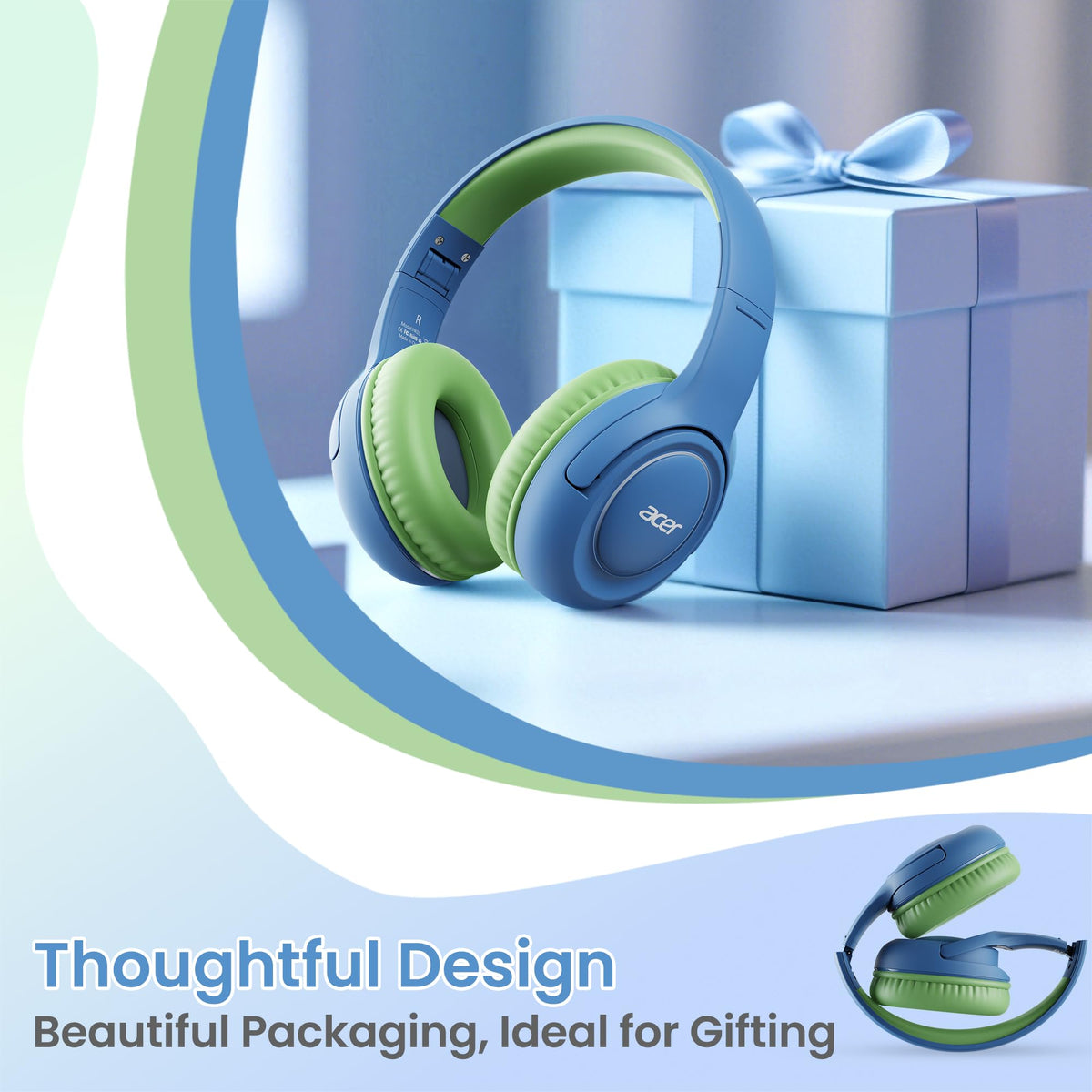 Acer USB-C Kids Headphones USB-C plug works with Chromebooks and tablets.