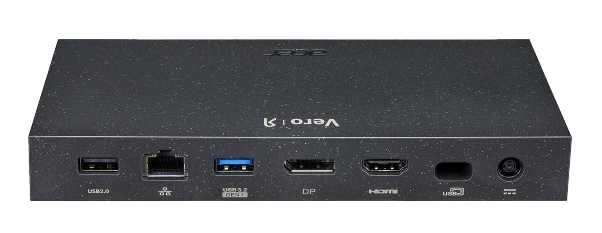 Acer Vero dock with included power adapter and USB‑C host cable for fast setup