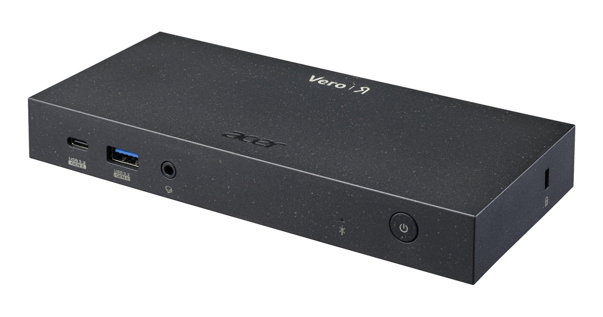Acer Vero dock front ports view showing multiple connections and neat cable routing