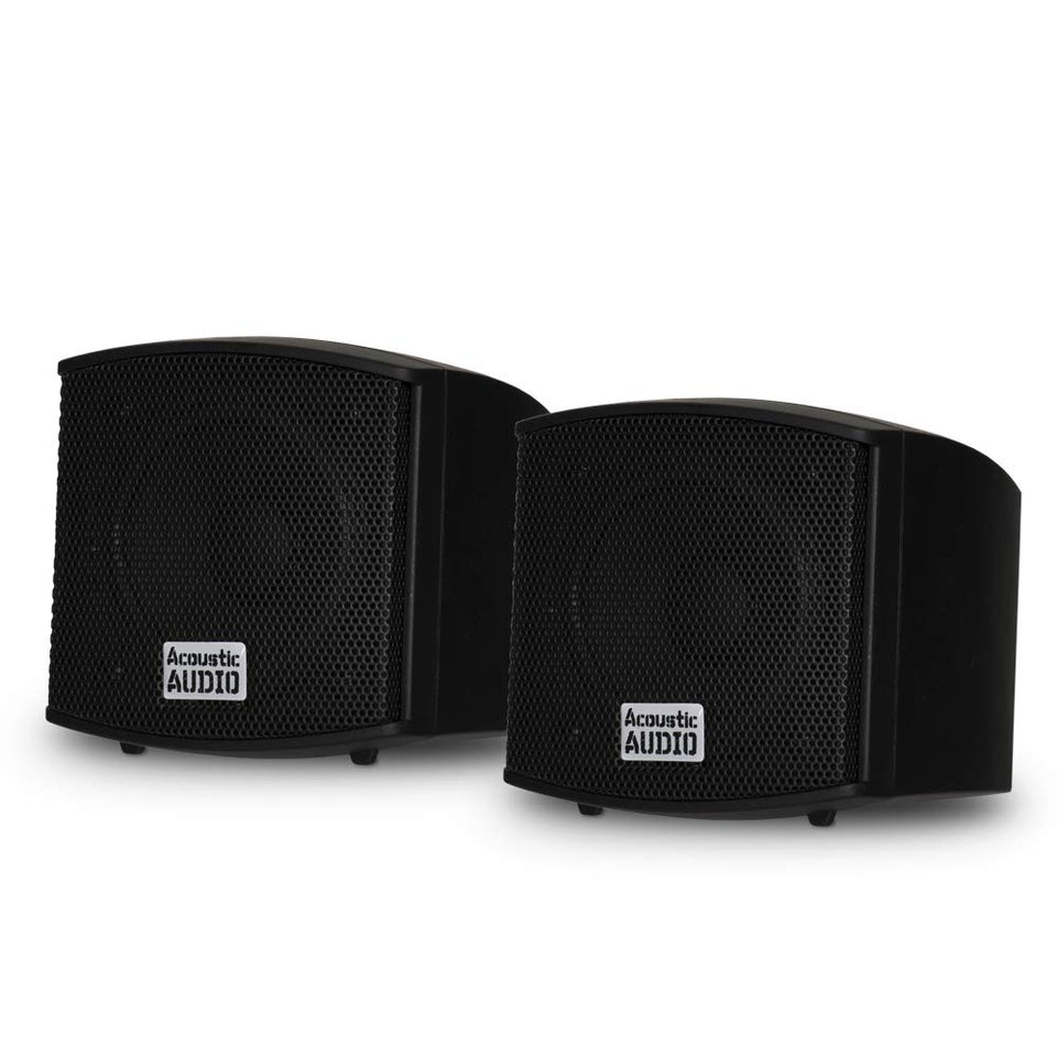 Acoustic Audio AA321B front view showing grille and compact footprint for discreet placement