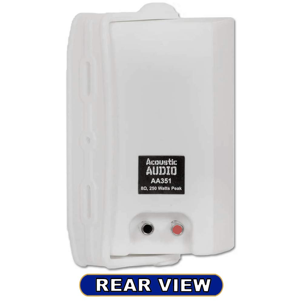 Acoustic Audio AA351W rear connector view with spring terminals for secure weather-ready wiring