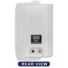 Acoustic Audio AA351W rear connector view with spring terminals for secure weather-ready wiring