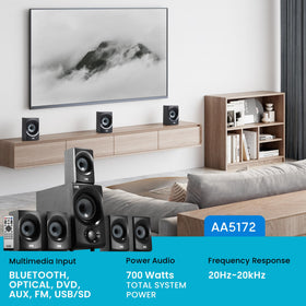 Acoustic Audio AA5172 satellite speakers array delivers immersive surround sound