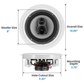 Acoustic Audio close-up of 8-inch polypropylene woofer showing rigid cone for tight bass