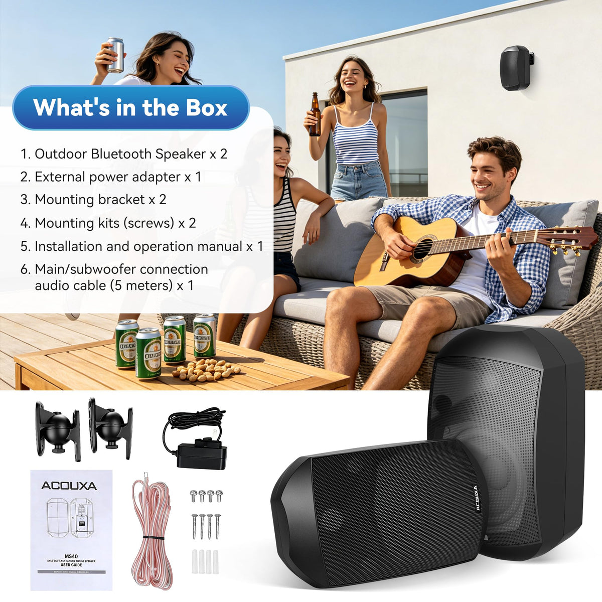 ACOUXA Bluetooth 6.0 range up to 50 ft for flexible placement