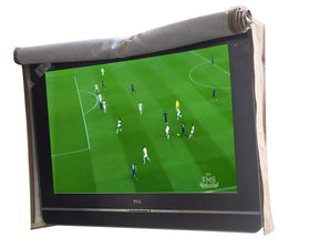 Acoveritt Outdoor TV Cover front view with roll-up panel for easy viewing.