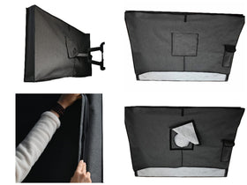 acoveritt on patio lifestyle setup protecting TV from outdoor elements