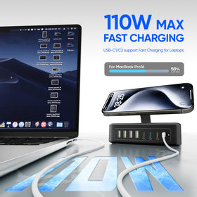 Acozvin desktop setup charging laptop phone and accessories neatly