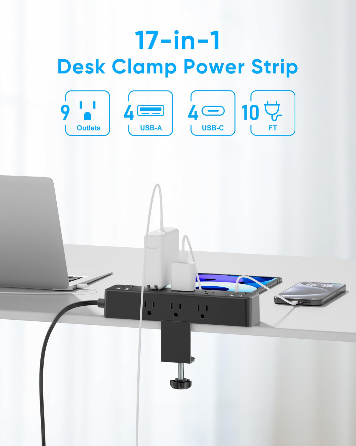 Acozvin flat plug close-up tucks behind furniture to save space