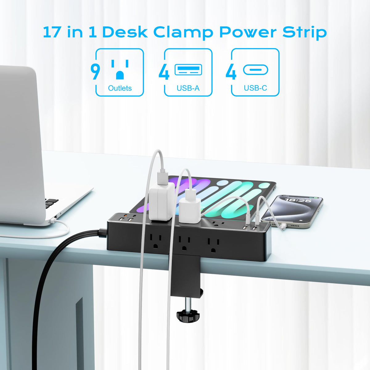 Acozvin flat plug closeup that hides behind furniture to save space
