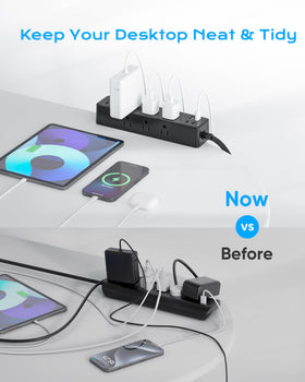 Acozvin USB and AC outlets detail showing wide spacing for adapters