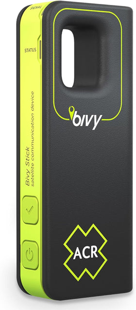 ACR Bivy Stick front view shows compact satellite device ready for remote adventures.