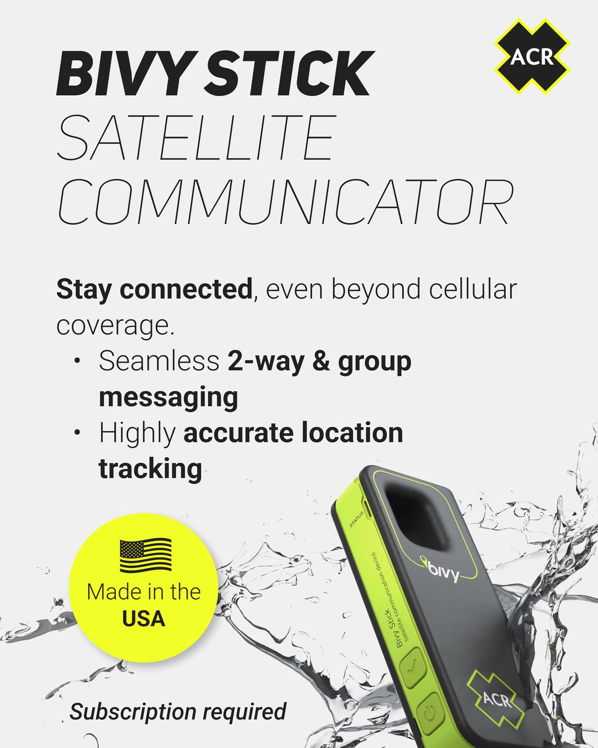 ACR Bivy Stick off-grid map screen for offline navigation during expeditions.
