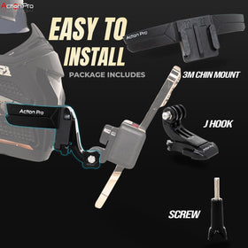 Action Pro mounted on helmet side demonstrating stable forward-facing footage