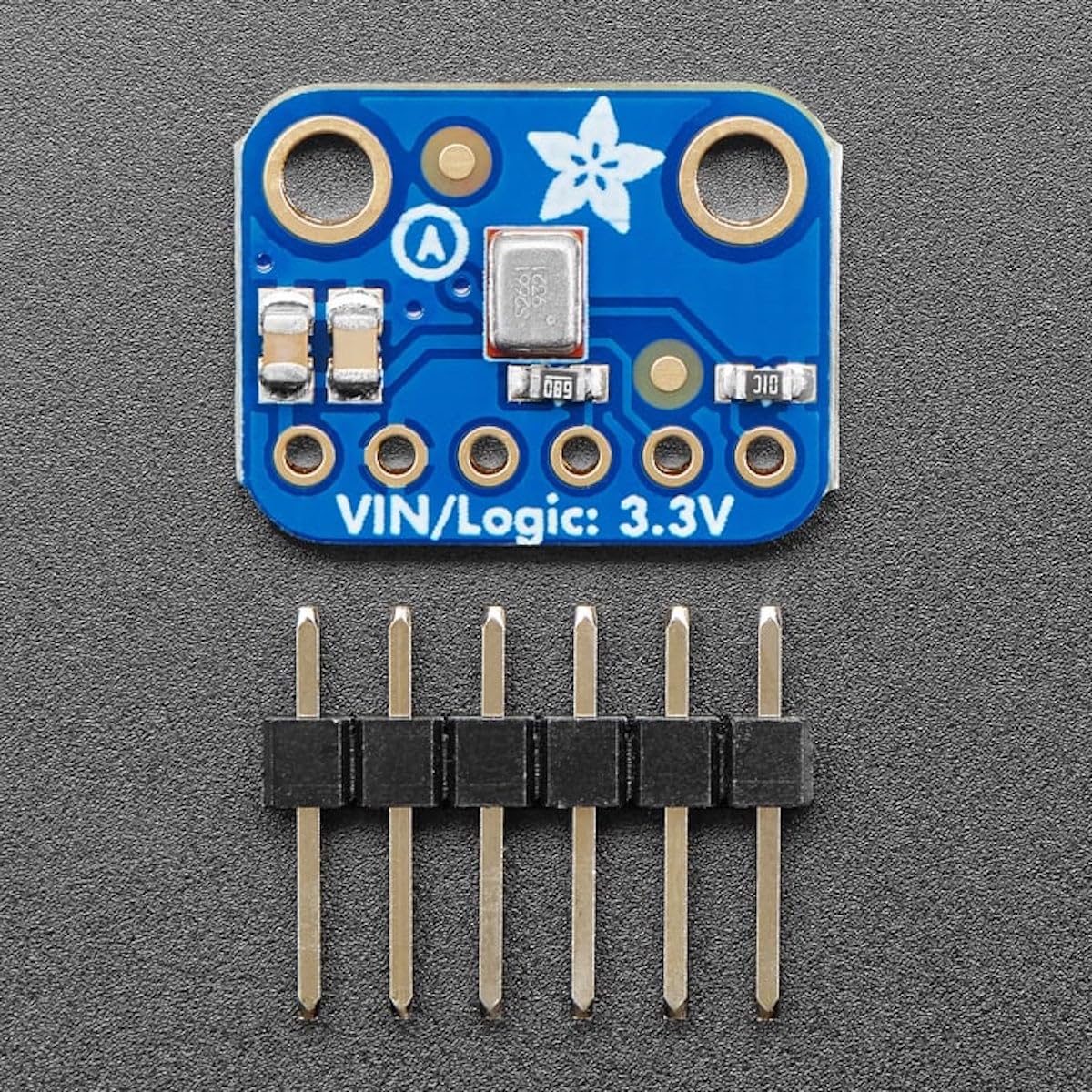 Close-up of Adafruit microphone acoustic port and MEMS capsule revealing small low-profile design benefit