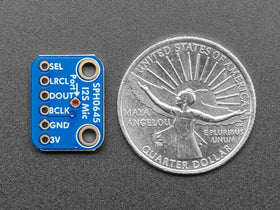 Adafruit MEMS microphone breakout beside a coin showing compact size for space-constrained projects