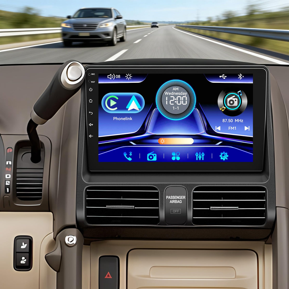 Adapter-Universe CRV stereo 9-inch QLED display for clear maps and music visuals.