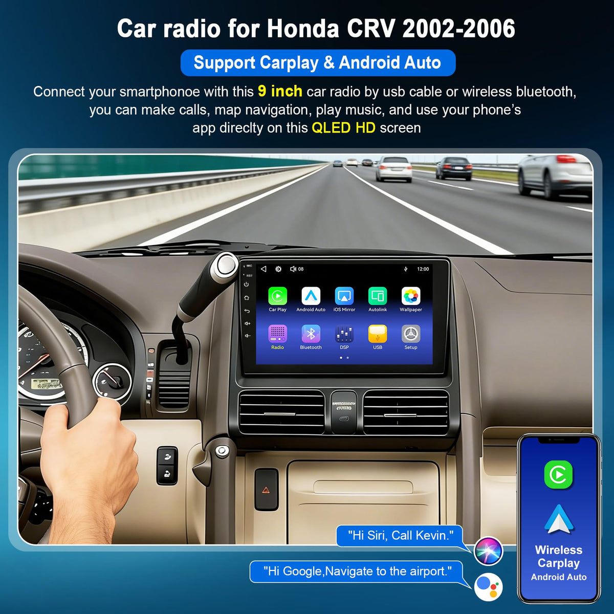 Adapter-Universe CRV Android Auto wired view for instant app access and media.