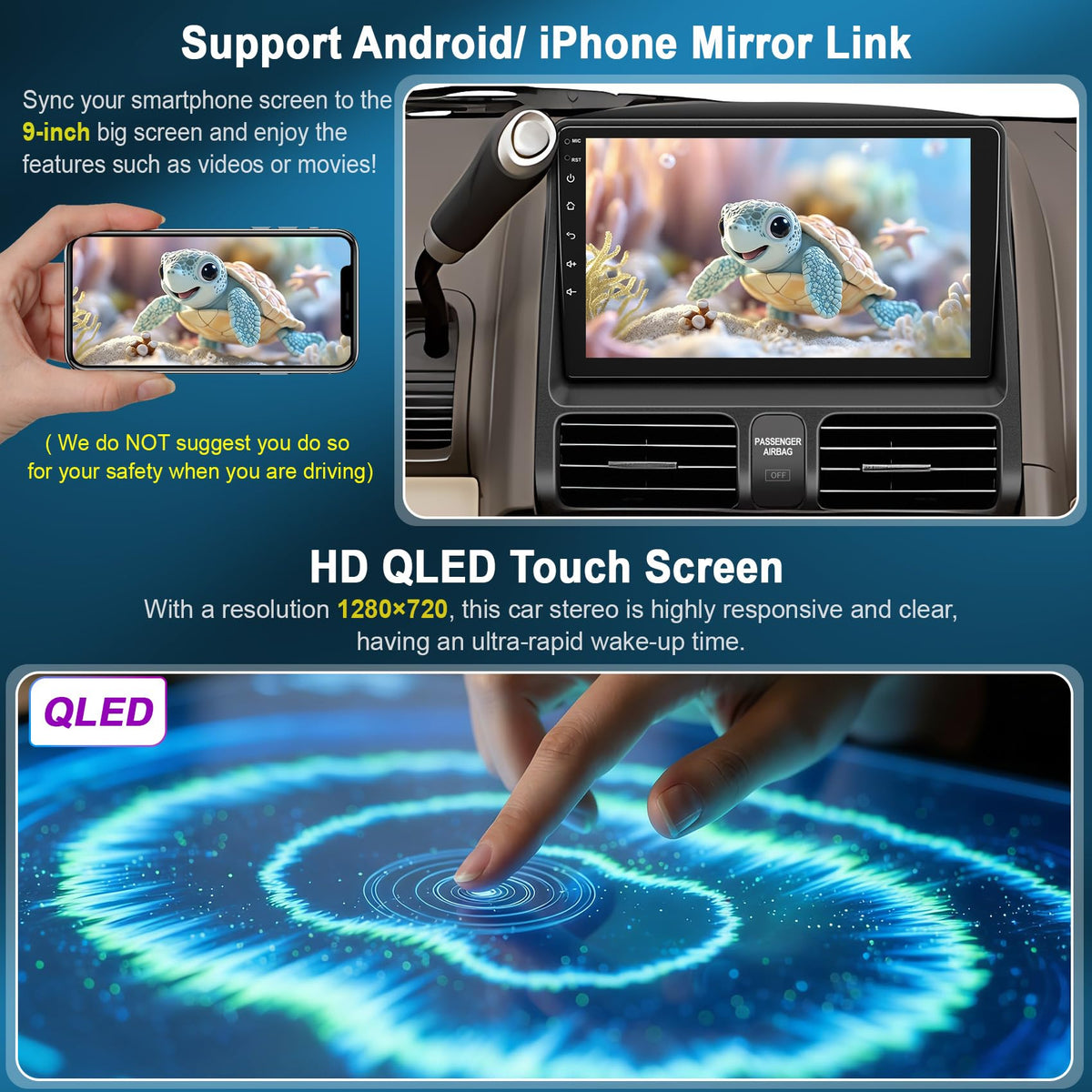 Mirror Link on CRV stereo shows your phone screen for videos and apps.
