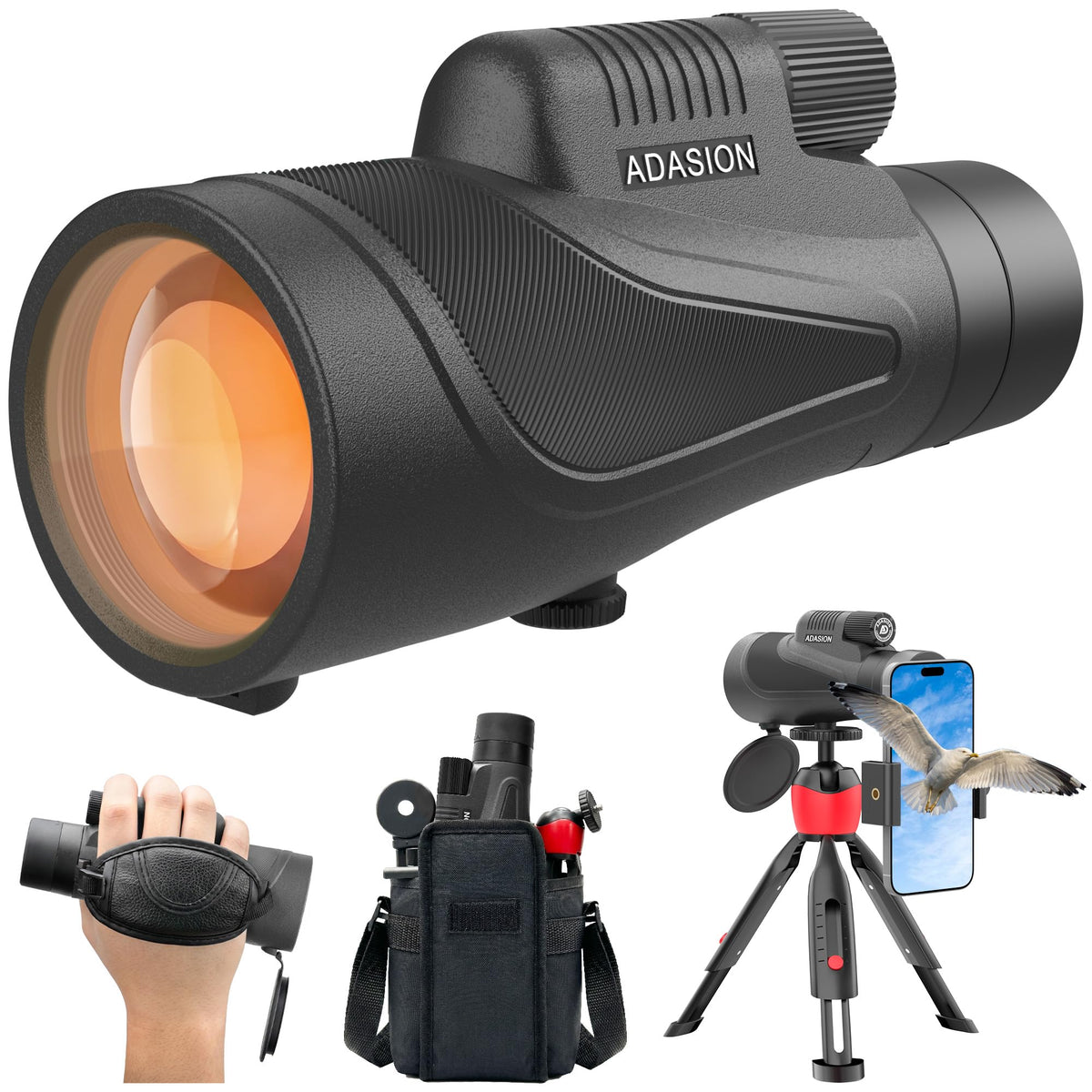 Adasion 12x54 monocular reveals distant landscapes with bright, sharp detail for birding