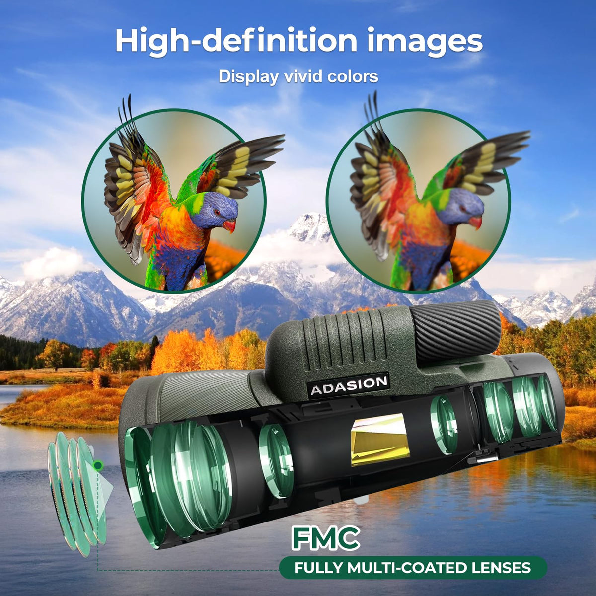 Adasion 21mm eyepiece offers wider, comfortable viewing during long sessions.