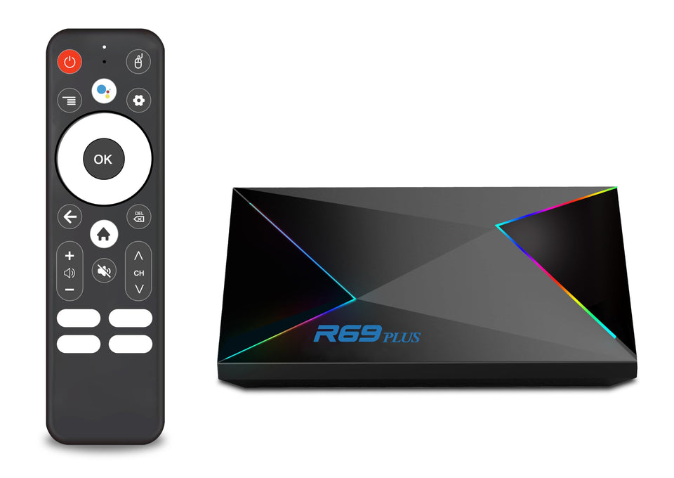 ADDCOLOR R69PLUS Android TV Box front view for quick streaming setup