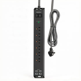 Addtam 2 ft power strip front view showing compact desktop charging hub.