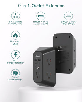Addtam extender with 4 USB ports and 2 USB-C for convenient charging
