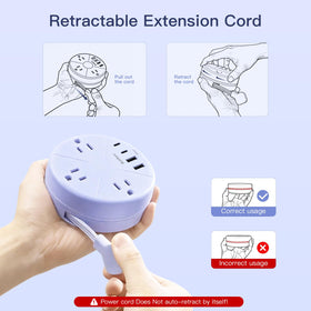 5 ft retractable extension cord from Addtam keeps cables tidy in small spaces