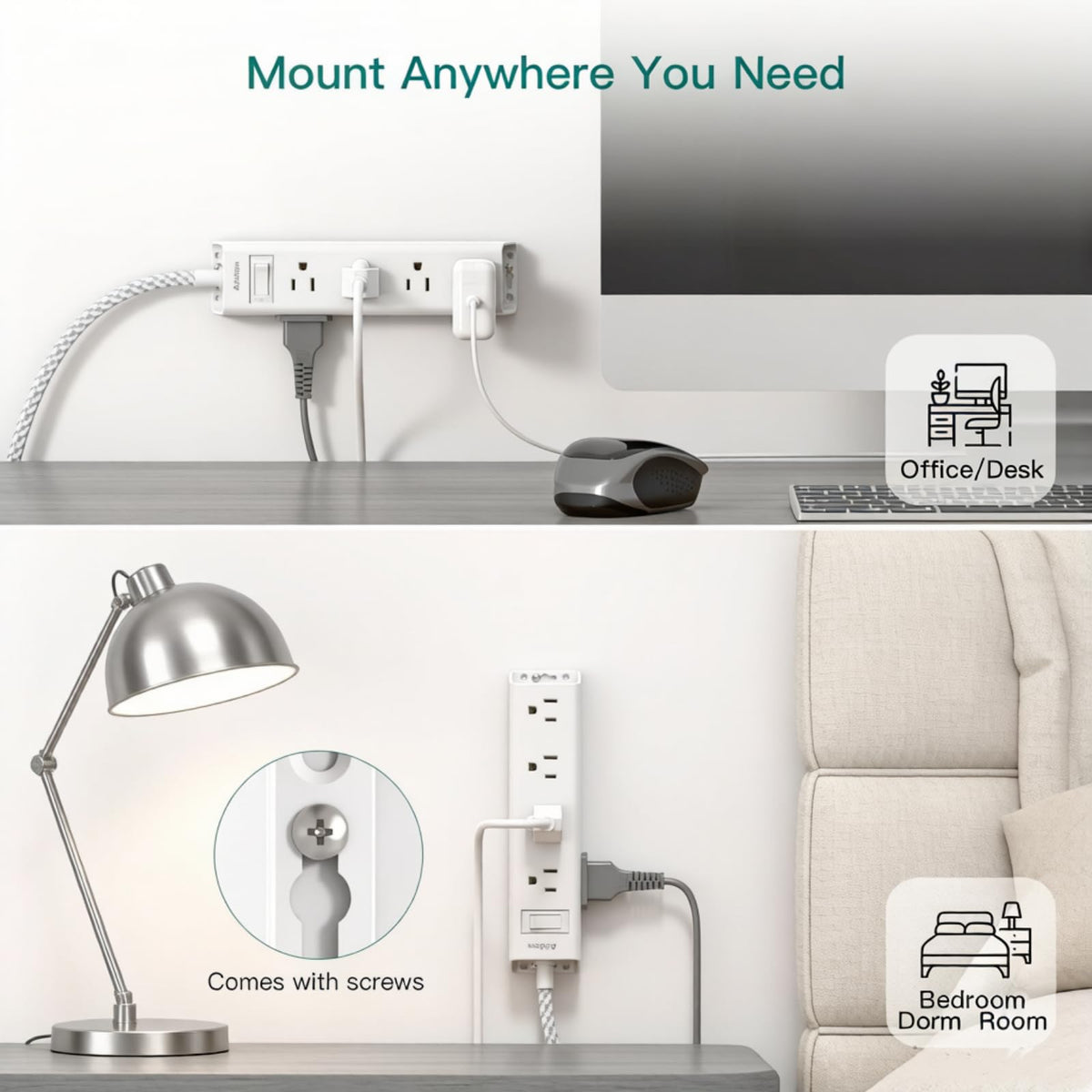 Addtam powering multiple bulky adapters to show three-sided outlets prevent blockage