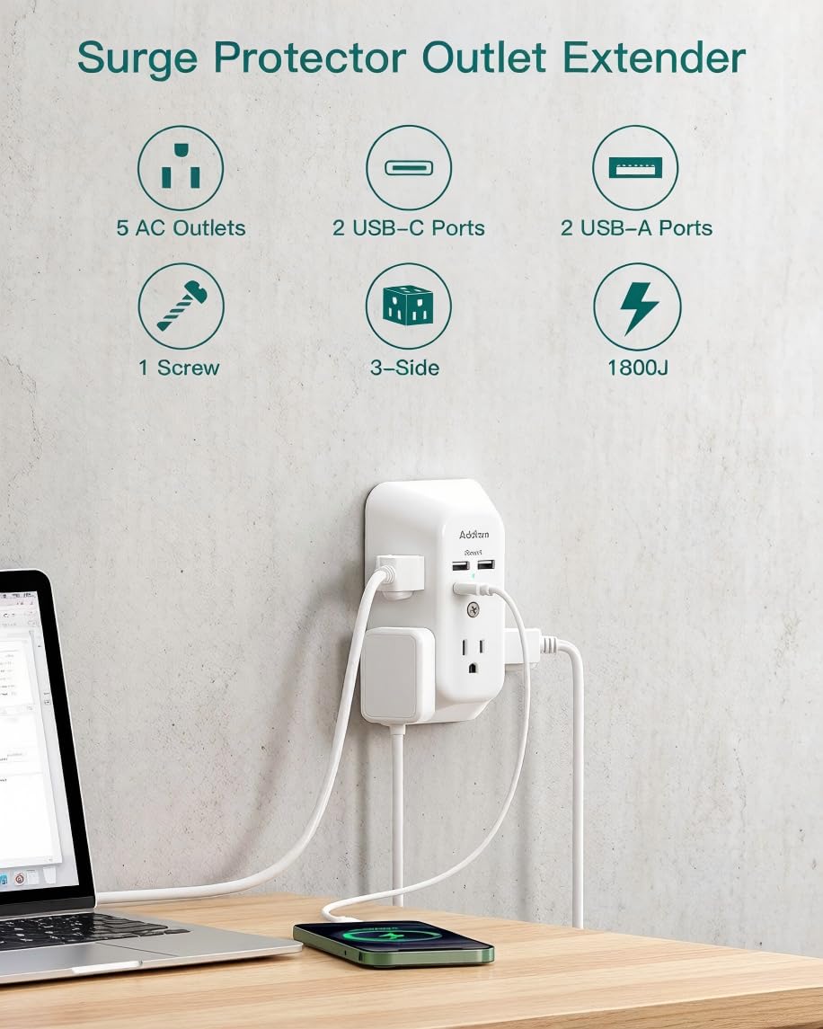 Addtam close-up of USB ports highlighting 30W USB-C PD fast-charge capability