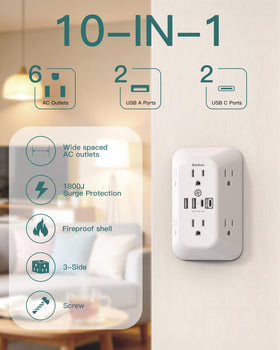 Addtam closeup of USB ports highlighting PD30W fast charging for phones and tablets
